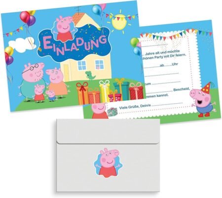 PEPPA PIG'' - LOT DE 5 CARTES D'INVITATIONS