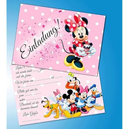 MINNIE MOUSE - LOT DE 6 CARTES D'INVITATIONS