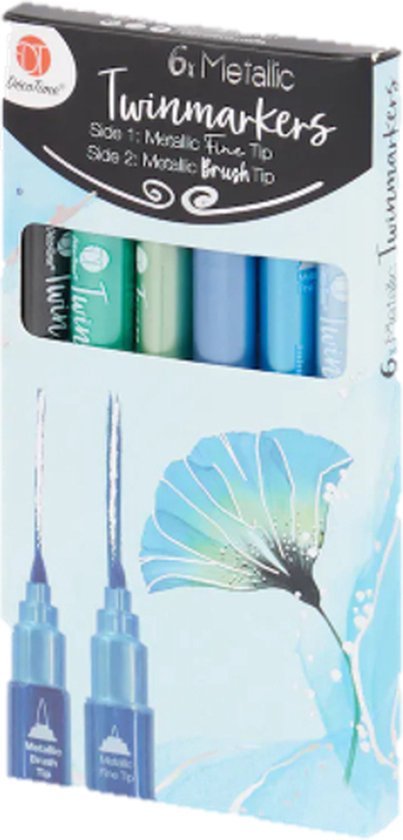 DECOTIME TWINMARKER MÉTALLISÉ 6 PCS BLEU