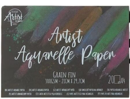 Bloc aquarelle - Carnet de croquis aquarelle A4 - 20 feuilles - 300G - Noir