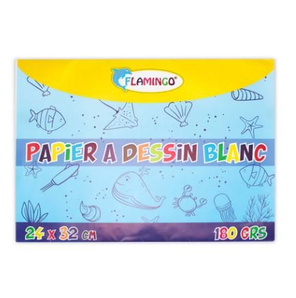 POCHETTE DE PAPIER A DESSIN BLANC - FLAMINGO