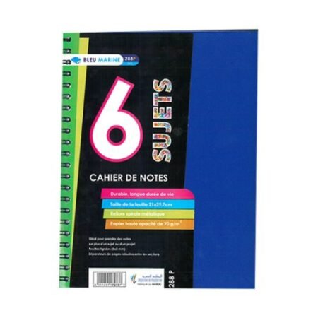 CAHIER DE NOTES 6 SUJETS -288 PAGES